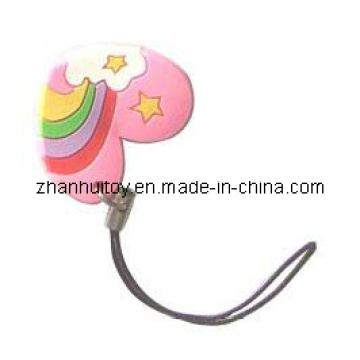 Pink Rainbow Heart Cell Phone Strap